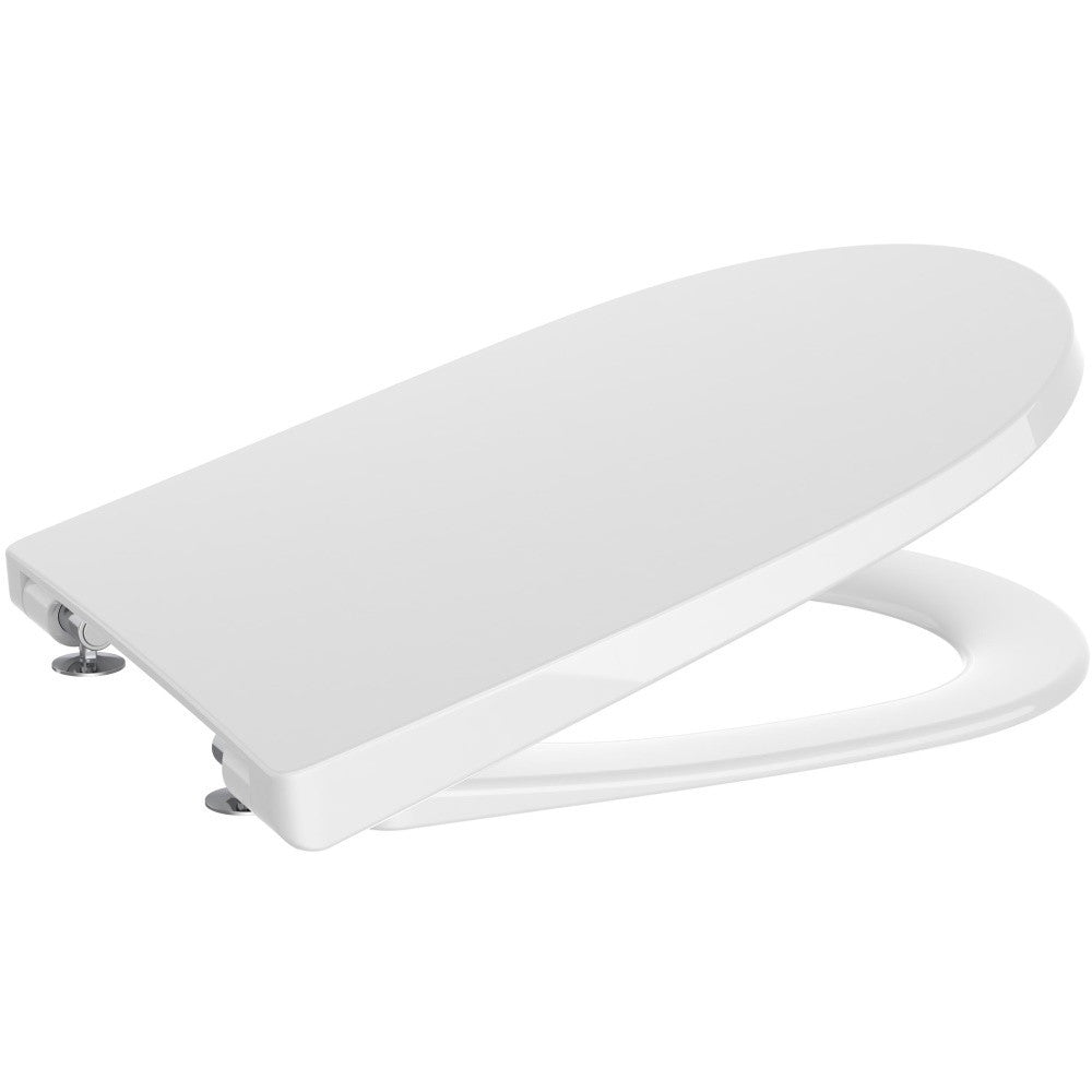 Set promo Vas WC suspendat cu rezervor incastrat si capac soft close Roca Duplo Ona Rimless 36x53 cm evacuare orizontala, alb