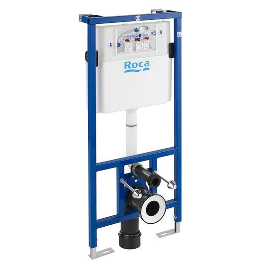 Set promo Vas WC suspendat cu rezervor incastrat si capac soft close Roca Duplo Ona Rimless 36x53 cm evacuare orizontala, alb