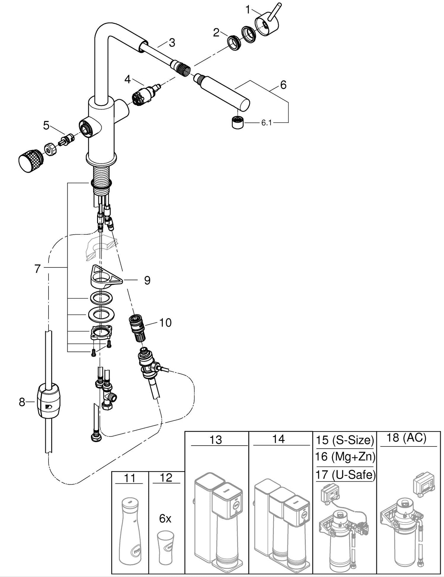 Grohe Blue Pure Minta Baterie bucatarie cu optiune de filtrare, dus extractibil, negru mat