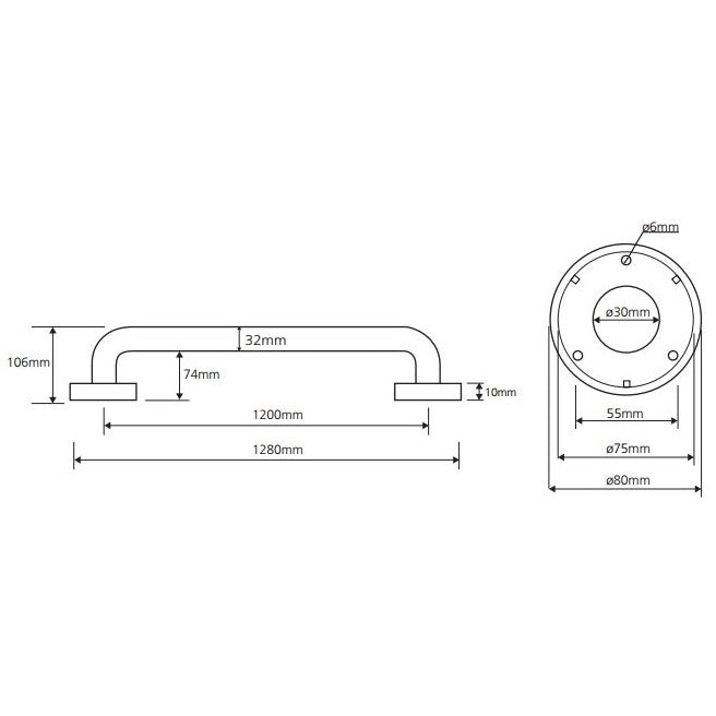 Bemeta Help Bara de sprijin 120 cm, inox mat