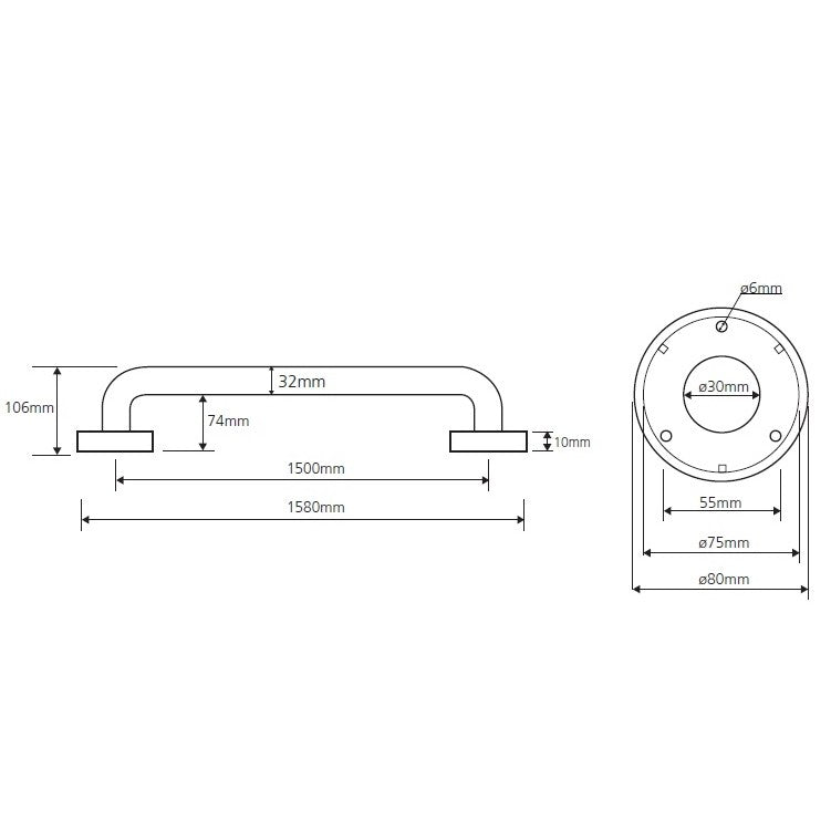 Bemeta Help Bara de sprijin 150 cm, inox