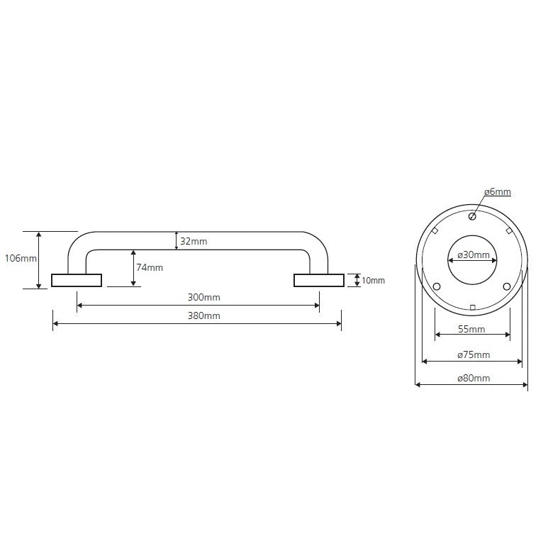 Bemeta Help Bara de sprijin 30 cm, alb
