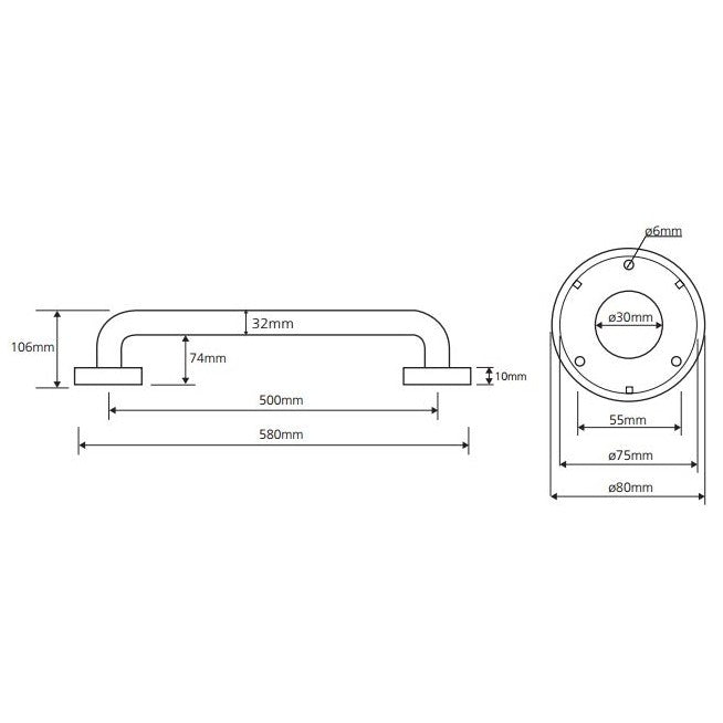 Bemeta Help Bara de sprijin 50 cm, inox