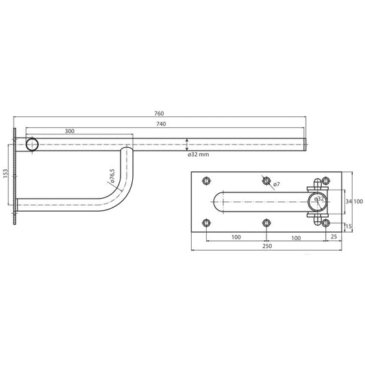 Bemeta Help Bara de sprijin 76 cm, inox