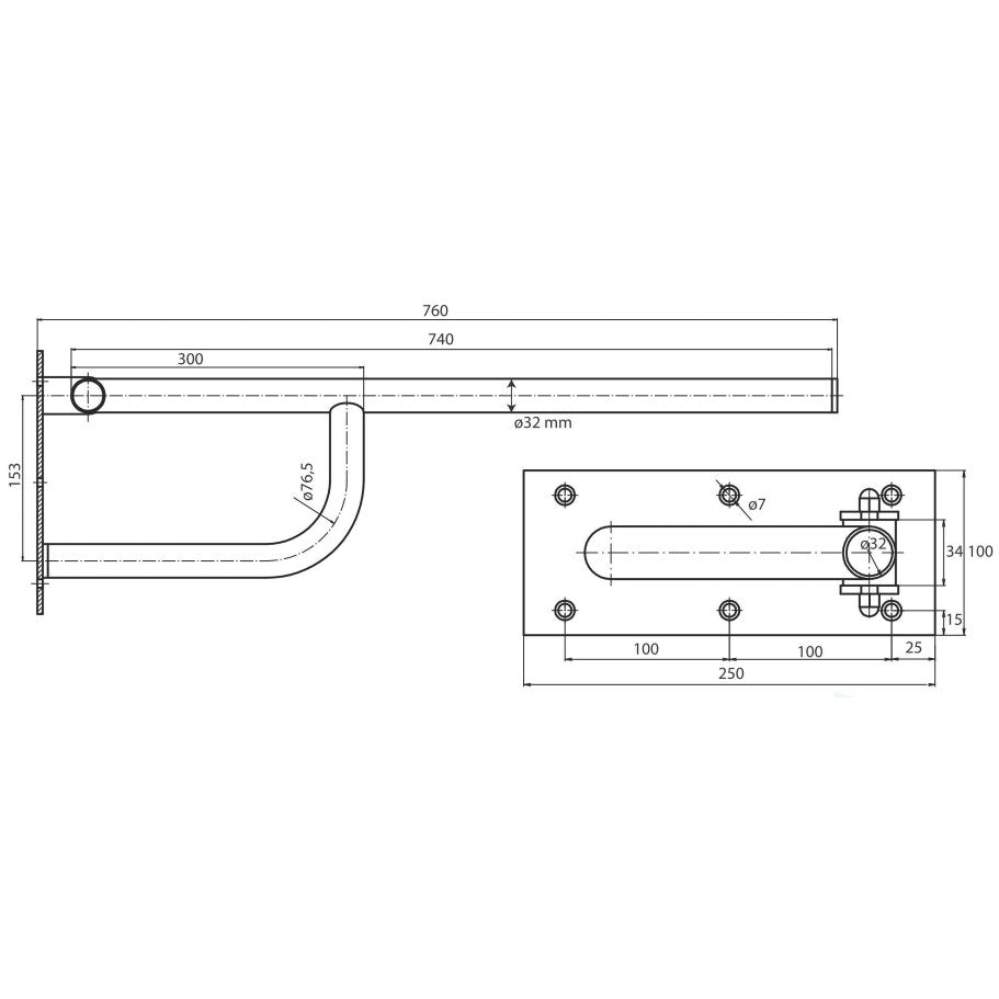 Bemeta Help Bara de sprijin 76 cm, inox mat