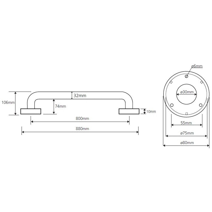 Bemeta Help Bara de sprijin 81 cm, inox mat