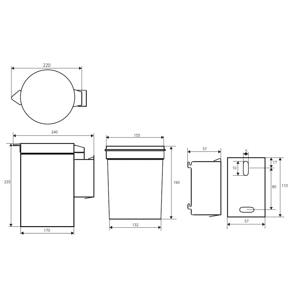 Bemeta Hotel Cos de gunoi cu montaj pe perete 3 litri, inox mat