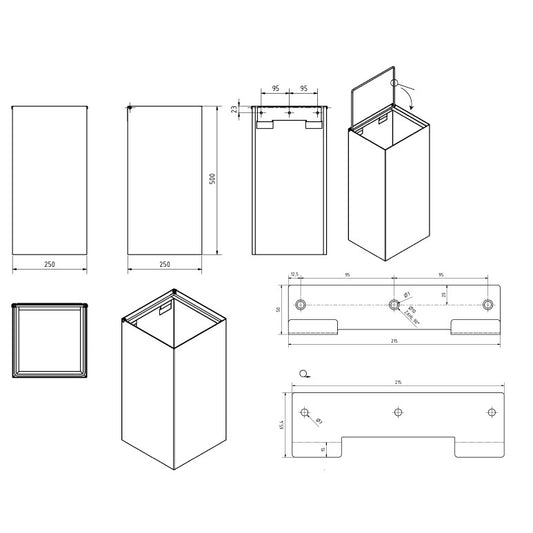 Bemeta Hotel Cos de gunoi patrat 25 litri, inox mat