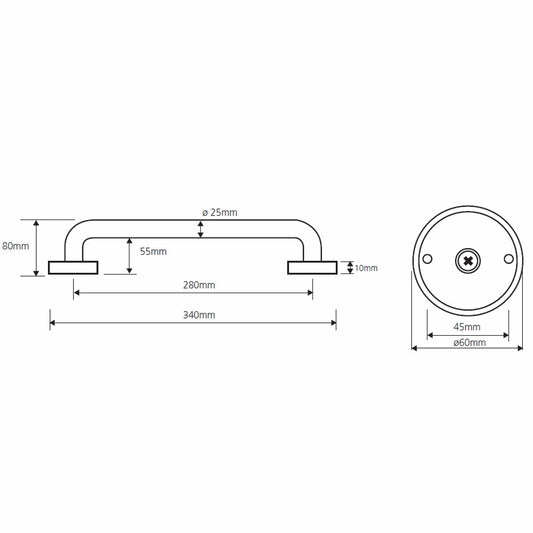 Bemeta Hotel Equipment Bara de sprijin 34 cm, inox
