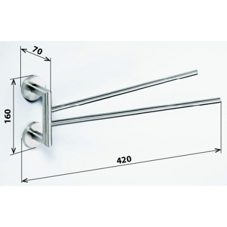 Bemeta Neo Suport prosop baie tip bara cu 2 brate, 42 cm, inox