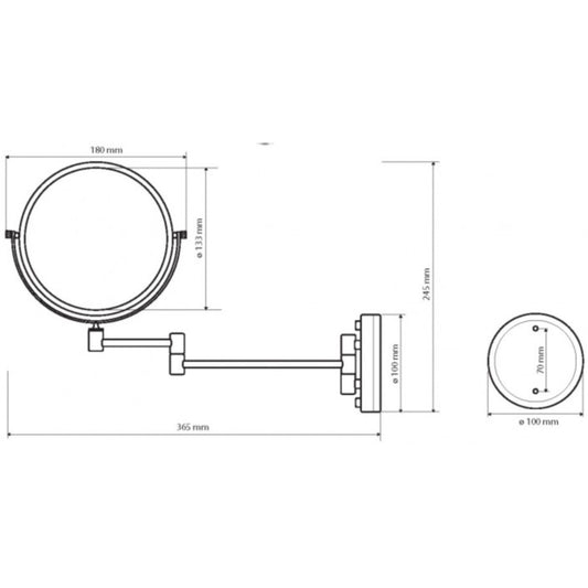 Bemeta Neo Oglinda cosmetica de perete Ø13.3 cm, inox