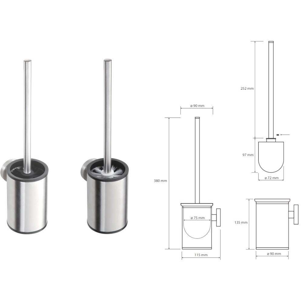 Bemeta Neo Perie WC cu suport, montaj pe perete, inox