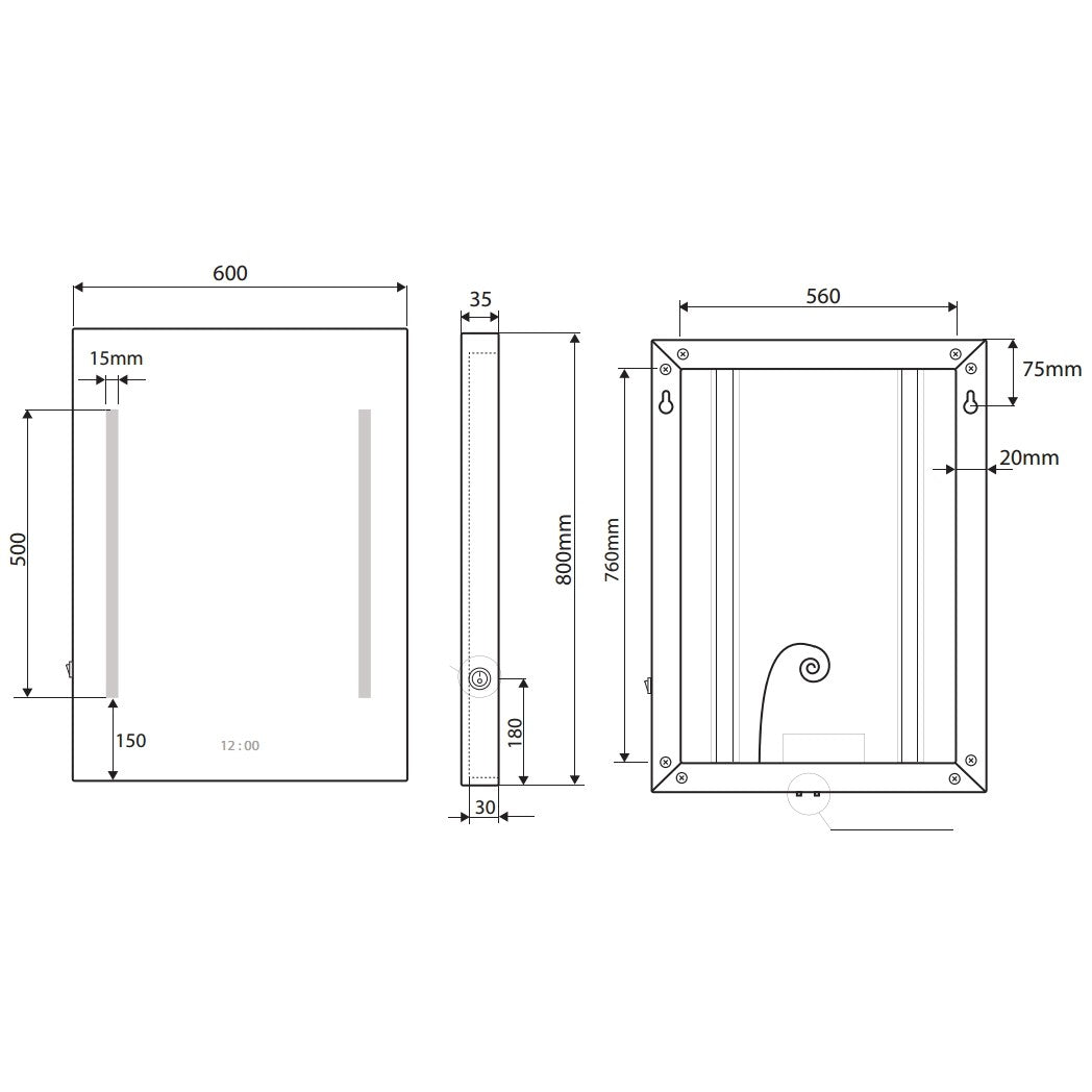 Bemeta Oglinda de baie cu lumina 60xH80 cm