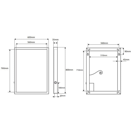 Bemeta Oglinda de baie cu rama iluminata 60xH80 cm, crom mat