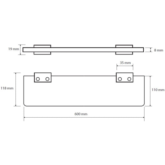 Bemeta Via Polita din sticla 60 cm, crom mat