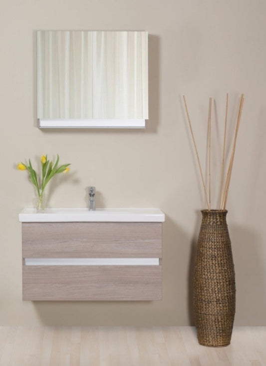 Set promo mobilier baie (masca cu 2 sertare si lavoar) Arthema Frame 80 cm, stejar urban
