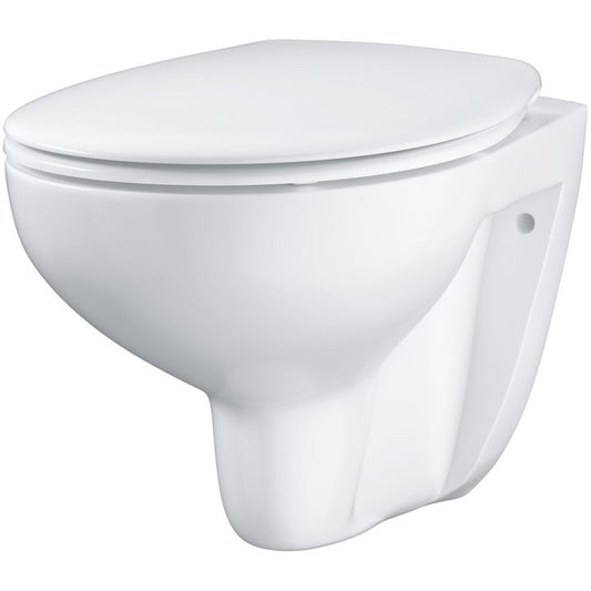 Set Vas WC suspendat cu capac soft close si bideu Grohe Bau Ceramic Rimless 37x53 cm evacuare orizontala