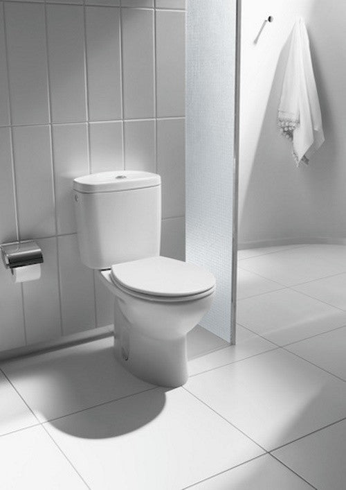 Set promo Vas WC pe pardoseala cu rezervor aparent si capac Roca Victoria 36x67 cm evacuare verticala