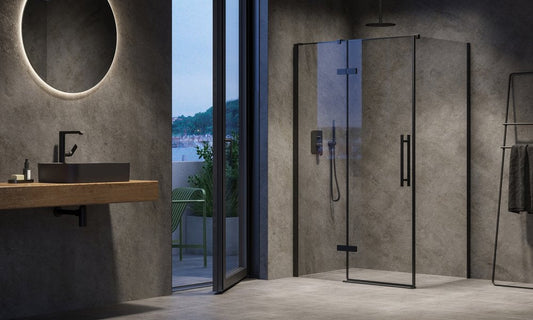 Cabina dus dreptunghiulara cu usa batanta Ravak Cool COSD2+COPS 100x80 cm, profil negru