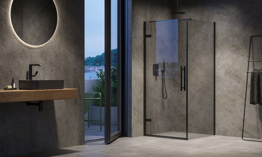 Cabina dus dreptunghiulara cu usa batanta Ravak Cool COSD1+COPS 80x90 cm, profil negru