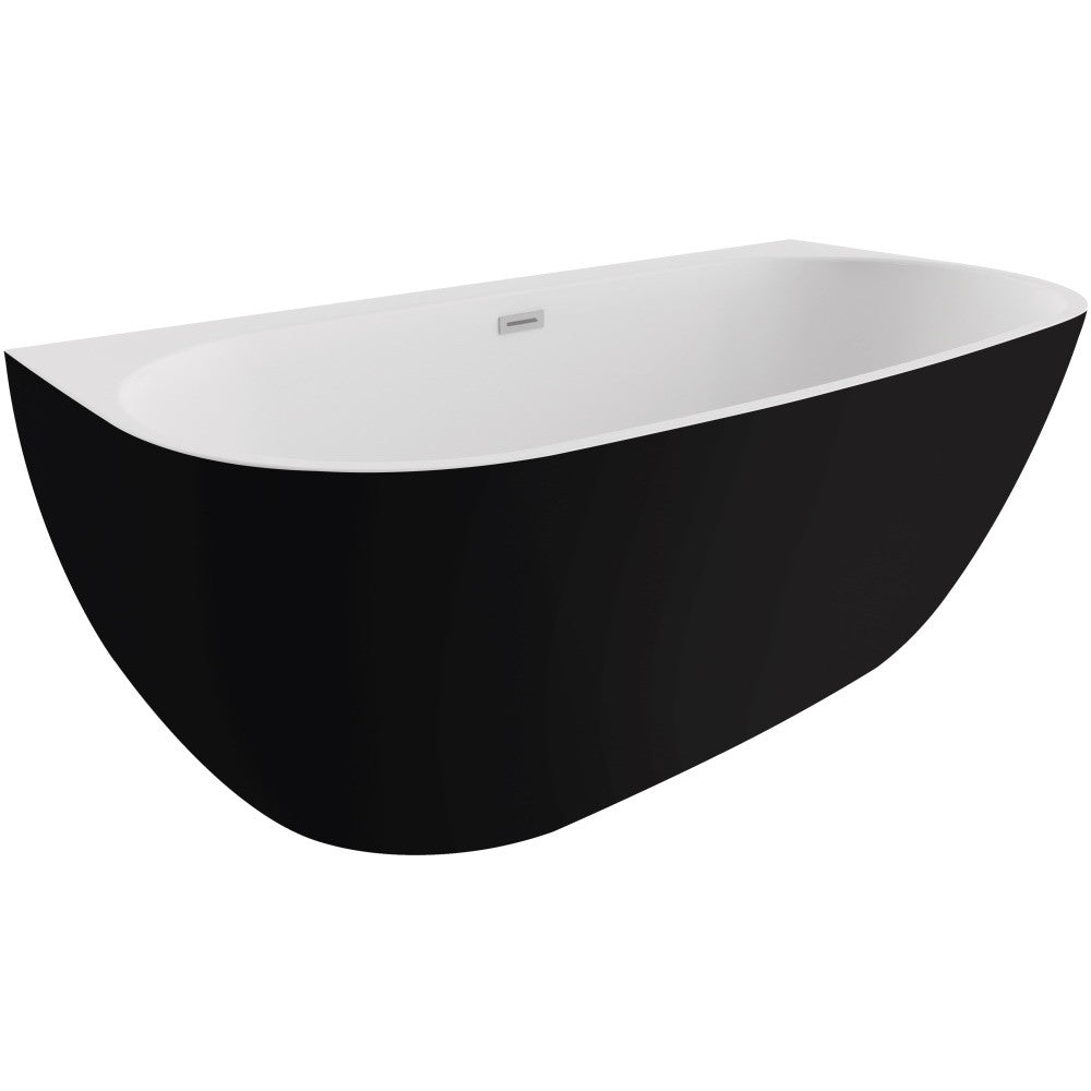 Cada freestanding semirotunda Spatio Risa acril 170x80 cm, negru