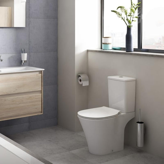 Set promo Vas WC pe pardoseala cu rezervor aparent si capac soft close Ideal Standard Connect Air AquaBlade 37x67 cm evacuare orizontala sau verticala