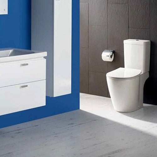 Set promo Vas WC cu bideu pe pardoseala cu rezervor aparent, baterie si capac soft close Ideal Standard Connect 37x67 cm evacuare orizontala