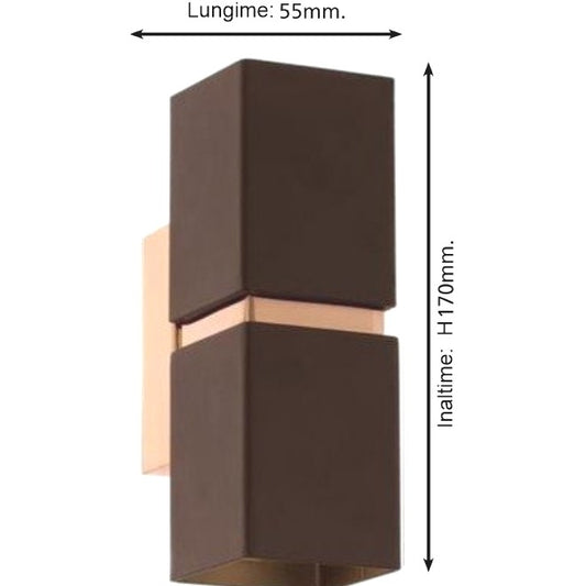 Eglo Passa Aplica patrata 2x3.3W, maro