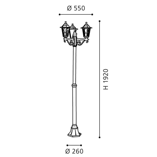 Eglo Laterna 4 Stalp inalt 3x60W, negru
