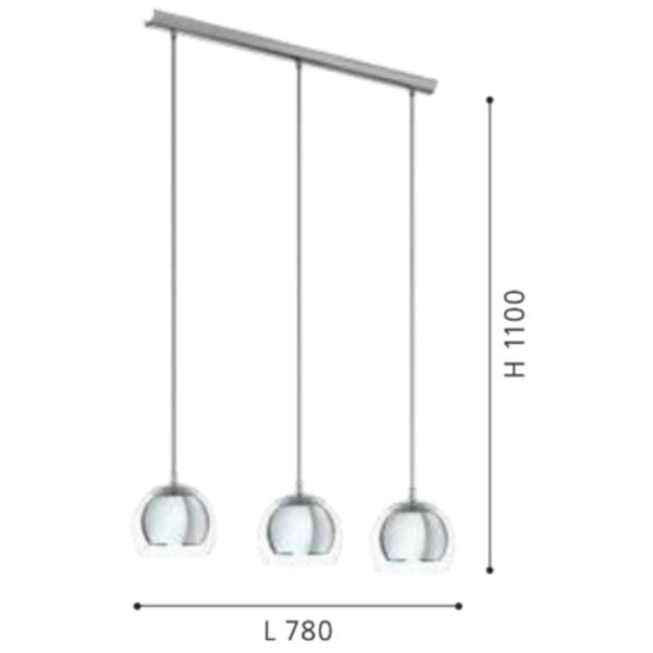 Eglo Rocamar Pendul 3x40W crom/transparent