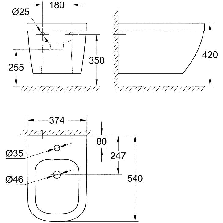 Grohe Euro Ceramic Bideu suspendat 37x54 cm
