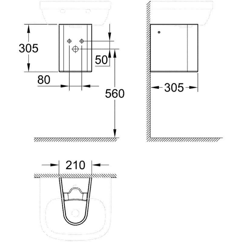 Grohe Euro Ceramic Semipicior pentru lavoare mici