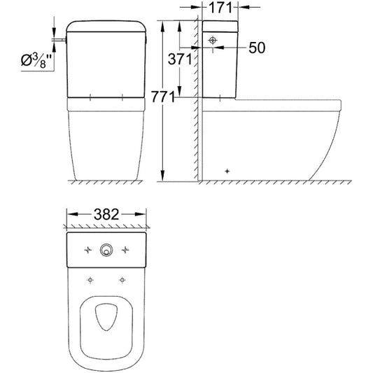 Grohe Euro Ceramic Rezervor WC, alimentare laterala/din spate