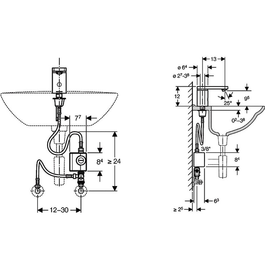 Geberit 186 Baterie lavoar cu infrarosu fara mixare apa, cu generator
