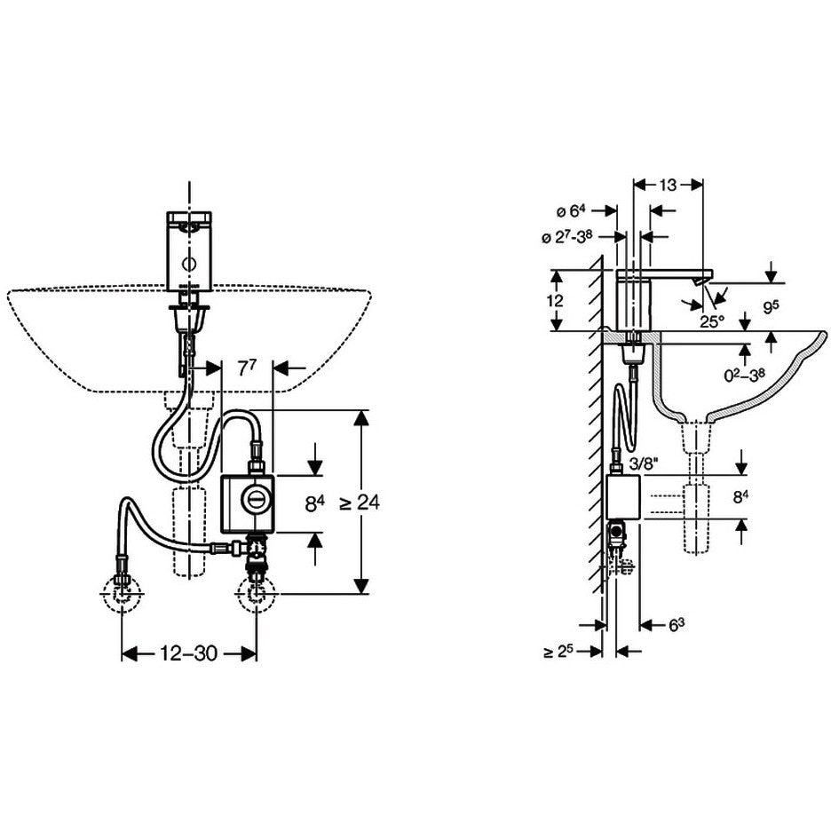 Geberit 186 Baterie lavoar cu infrarosu si mixare apa, cu generator