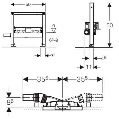 Rigola dus Geberit Duofix H50 cm cu scurgere in perete Ø40mm