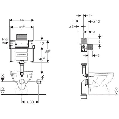 Geberit Omega rezervor incastrat H98 cm, grosime 12 cm
