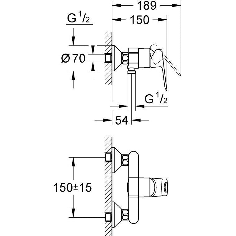 Grohe BauLoop Baterie dus monocomanda