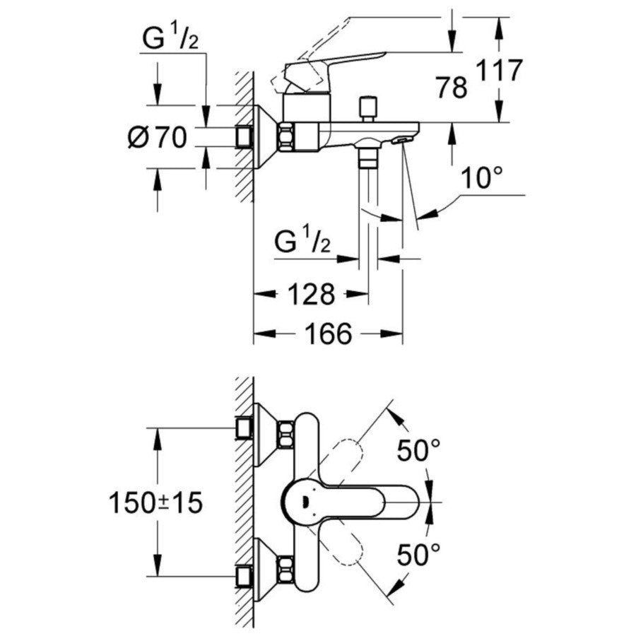 Grohe Bauedge Baterie de cada si dus monocomanda