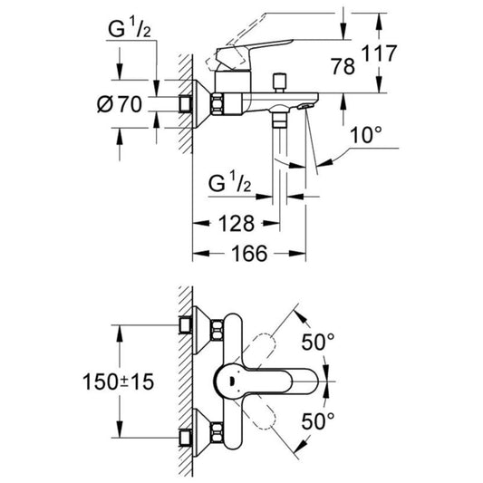 Grohe Bauedge Baterie de cada si dus monocomanda