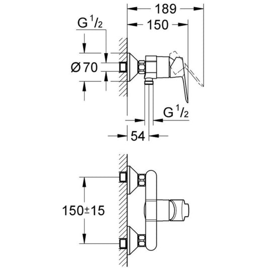 Grohe Bauedge Baterie de dus monocomanda 1/2'