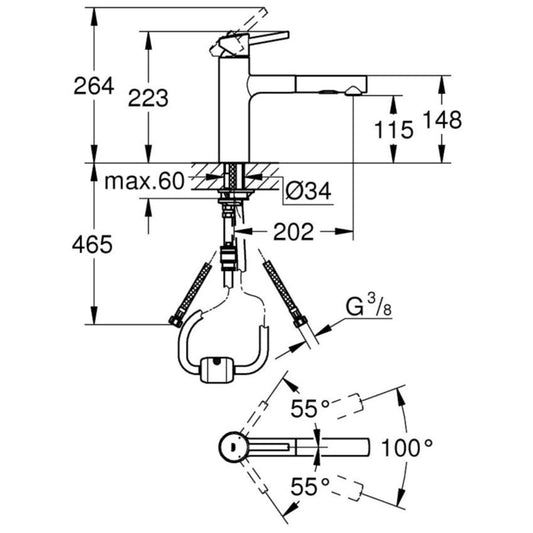 Grohe Concetto Baterie chiuveta bucatarie monocomanda cu dus extractibil, crom
