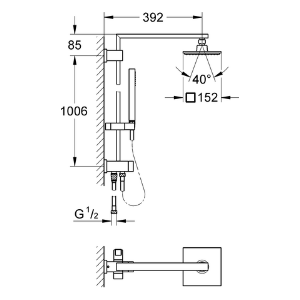 Coloana dus fara baterie Grohe Euphoria Cube 150