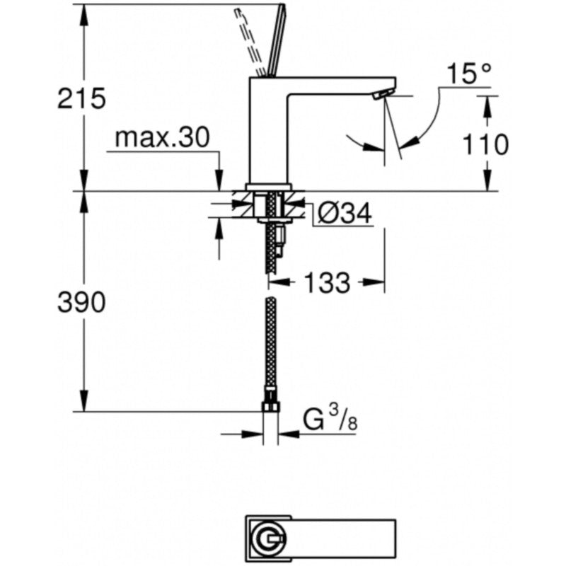 Baterie lavoar Grohe Eurocube Joy, marime M, corp neted