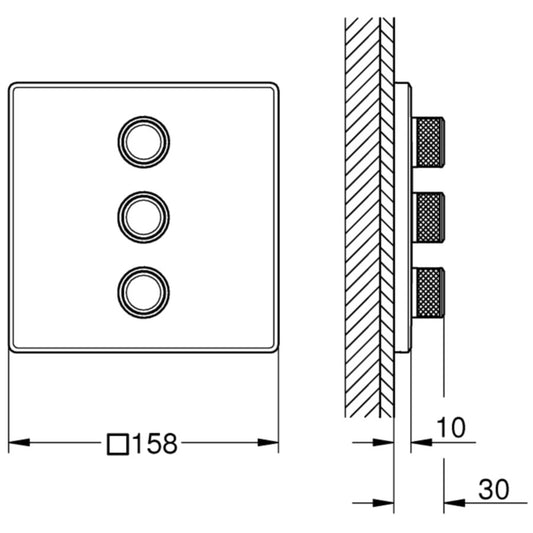 Grohe Grohtherm SmartControl Unitate de control dus incastrat cu 3 iesiri, patrata