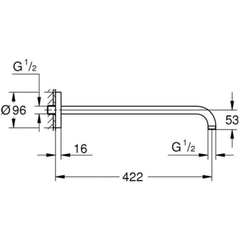 Brat dus fix Grohe Rainshower, crom, proiectie 42 cm