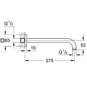 Brat dus fix Grohe Rainshower, montaj pe perete, L27 cm