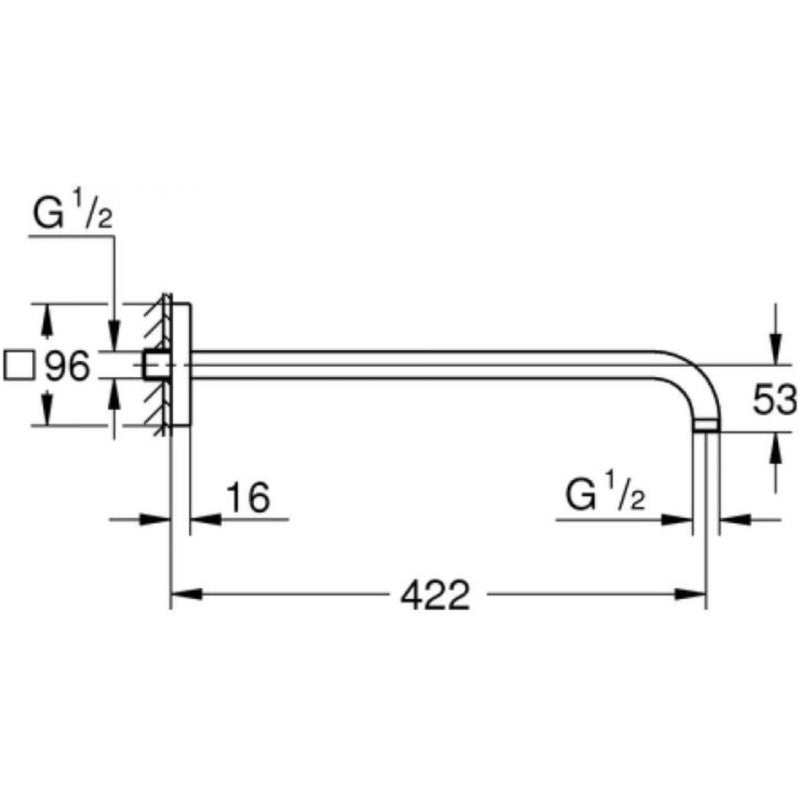 Brat dus fix Grohe Rainshower, proiectie 42 cm