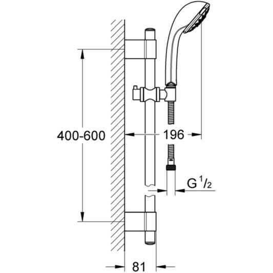 Grohe Relexa Five Set dus cu bara 60 cm, 5 functii, Ø10 cm