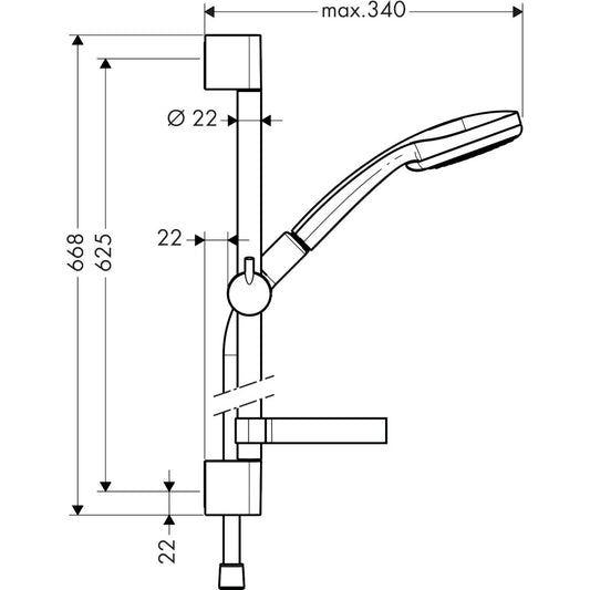 Hansgrohe Croma 100 1jet/Unica`C Set dus cu bara 65 cm